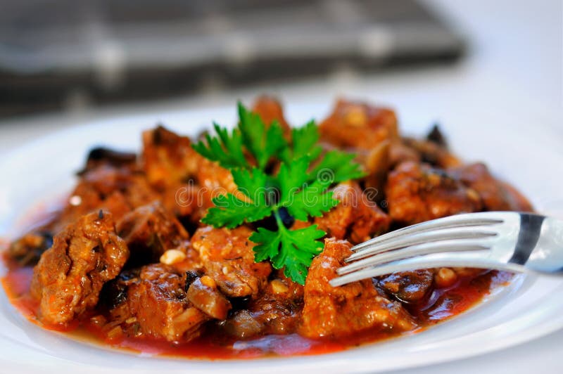Pork meat stew stock image. Image of calorie, lunch, flavorful - 46777101
