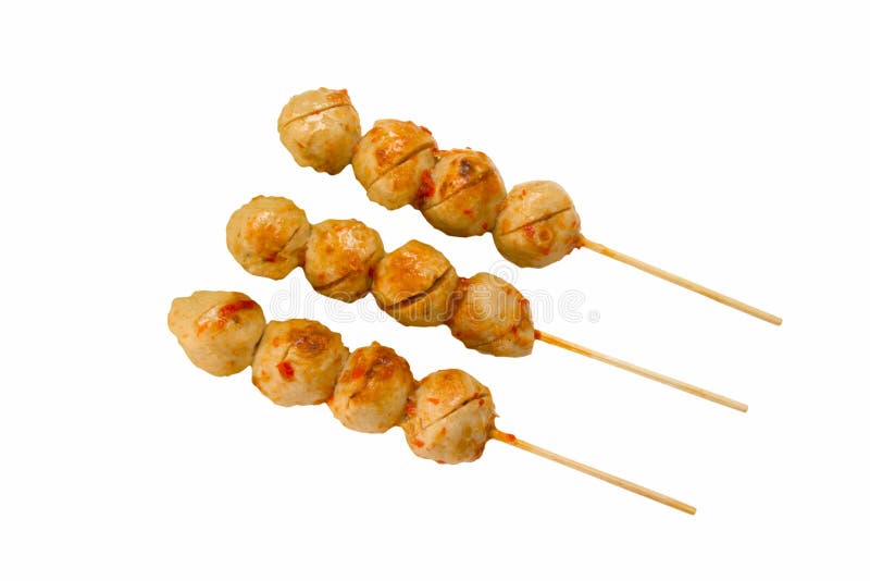 Pork Meatballs Topped with Sauce, Isolated Stock Photo Image of grill