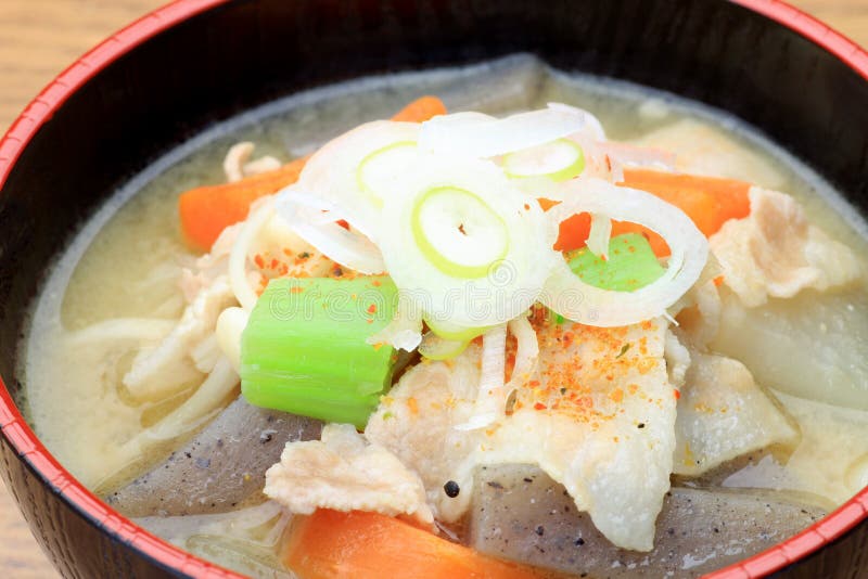 Pork miso soup stock photo. Image of japanese, soup, pepper 22492038