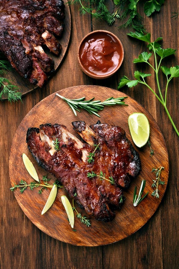Pork ribs, top view stock photos Pork ribs, top view stock photos