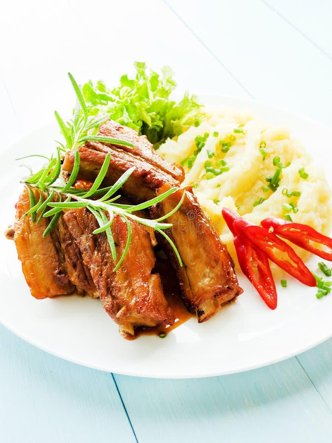 Pork ribs with veggies stock photo. Image of bright, pork - 99268918