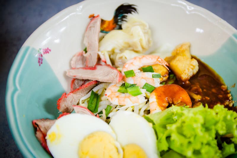Pork, Shrimp and Egg Noodles Stock Image Image of cuisine, kitchen