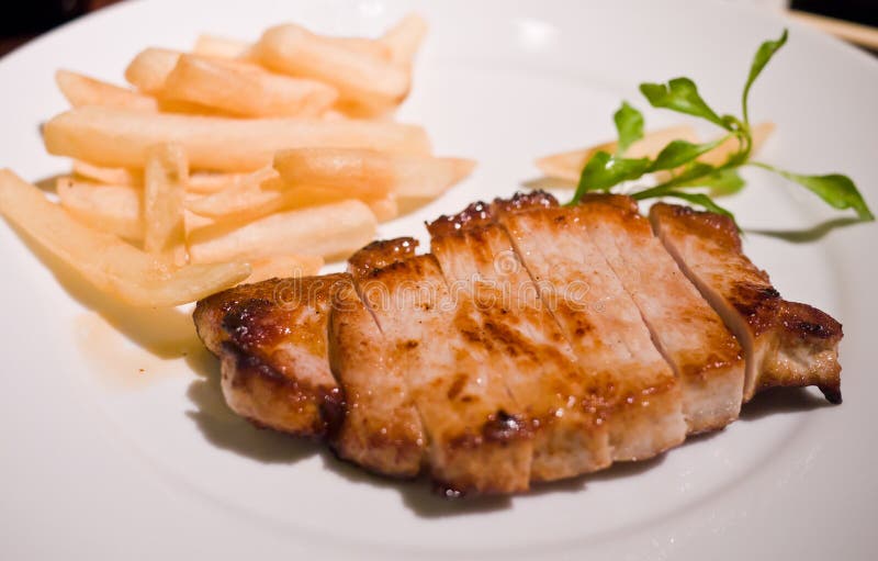 Pork Steak stock image. Image of steak, grilled, plate - 29053955