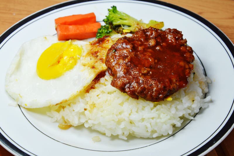 Pork Steak and Fried Egg with Japanese Rice Stock Image Image of