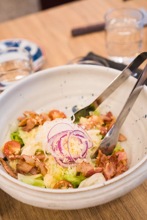 Pork Strips in Japanese Mayo Salad Stock Photo Image of lunch, leaf