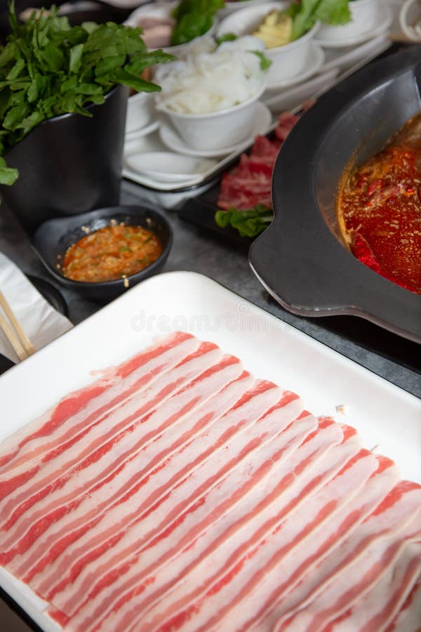 Pork Strips, Meat, Hot Pot Meal Stock Image Image of soup, table 254820329