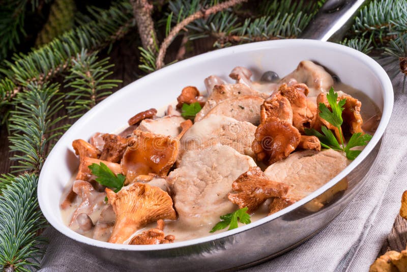 Pork Tenderloin with Chanterelle Sauce Stock Image Image of dinner