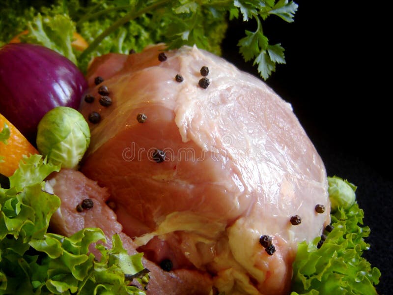 Pork and vegetables stock image. Image of lunch, decoration - 1443293