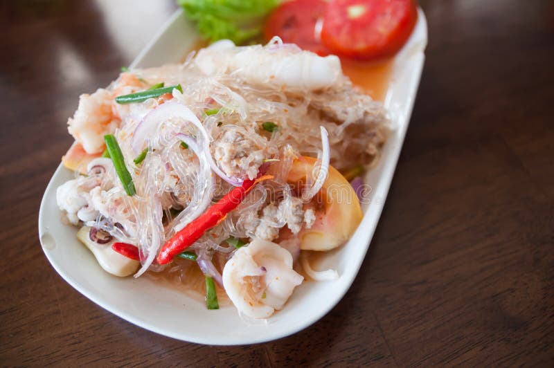 Pork with Vermicelli and Salad Stock Image Image of herb, asia 33719359
