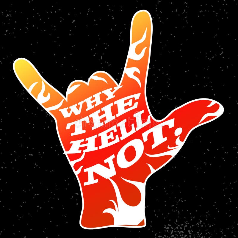 Porque não no chifre do diabo da mão da rocha ilustração stock