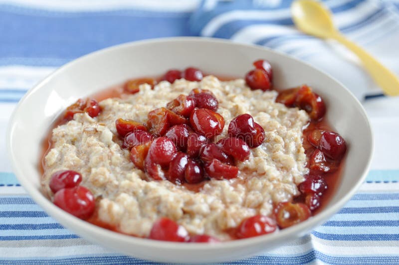 Porridge with Cherries for Breakfast Stock Image Image of organic