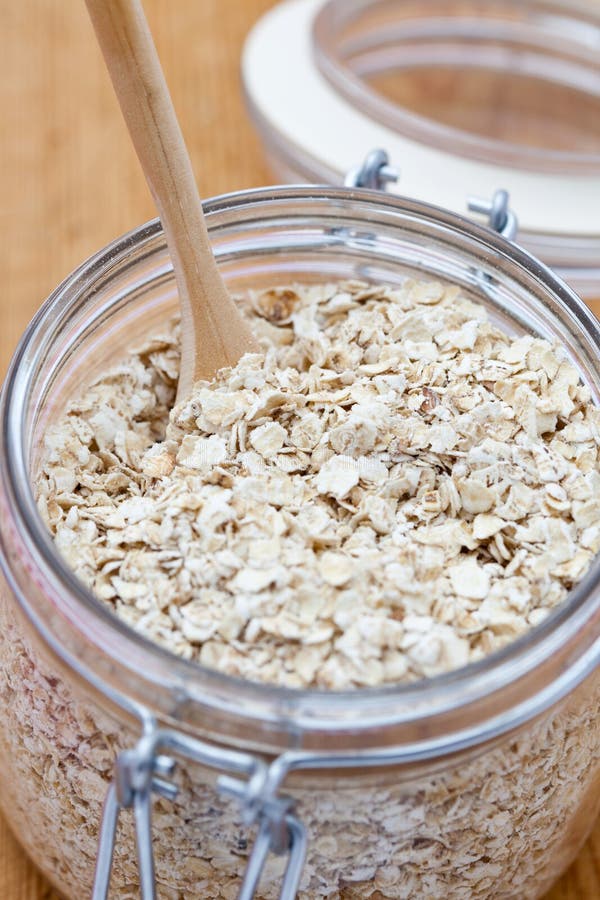 Porridge Oats in a Glass Jar Stock Image Image of cutting, utensil 13457561