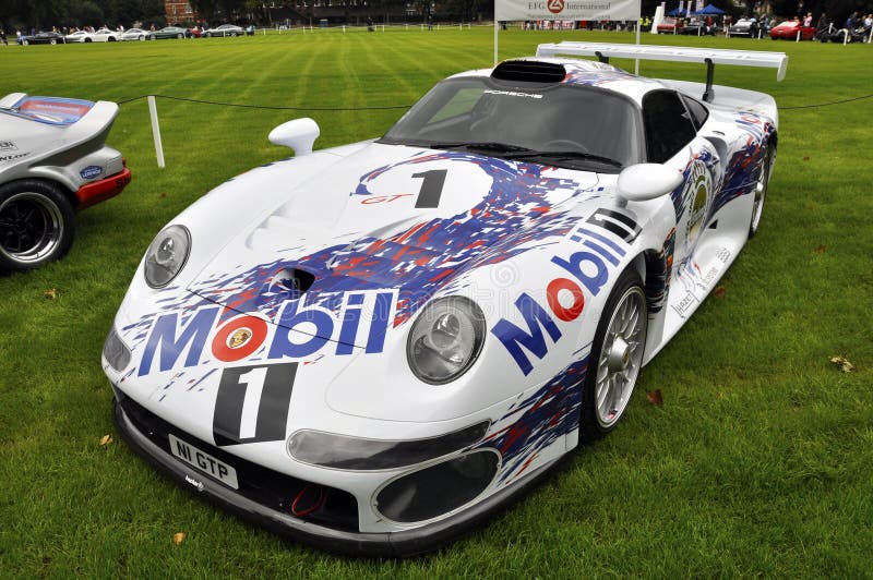 Porsche 911 GT1 sports car editorial photography. Image of