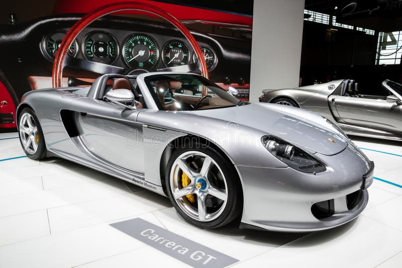 Porsche Carrera GT sports car at the Paris Motor Show. France - October 3, 2018