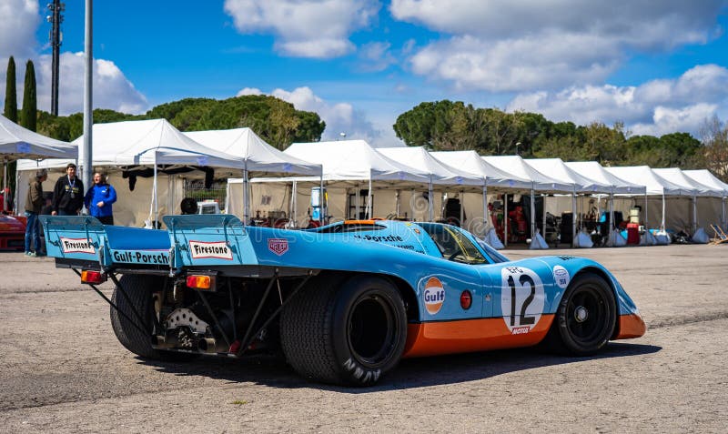 Porsche 917 1969 in der montjuic Geist Barcelona-Stromkreisautoshow lizenzfreie stockbilder Porsche 917 1969 in der montjuic Geist Barcelona-Stromkreisautoshow lizenzfreie stockbilder