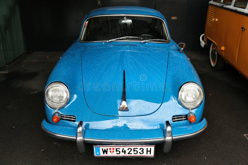 MILLSTATT AM SEE, AUSTRIA - AUGUST 5, 2022: Porsche 356 classic sports car parked in Austria. There were 7.2 million motor vehicles registered in Austria as of 2021. MILLSTATT AM SEE, AUSTRIA - AUGUST 5, 2022: Porsche 356 classic sports car parked in Austria. There were 7.2 million motor vehicles registered in Austria as of 2021