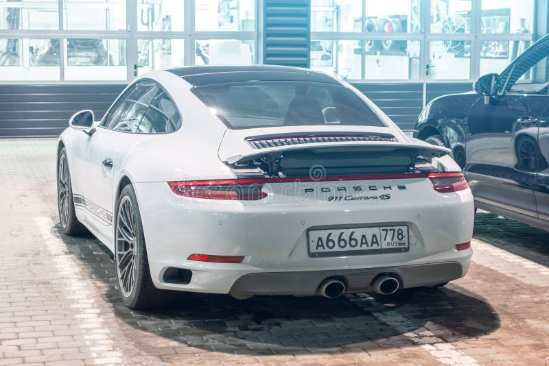 Porsche White 911 Carrera 4s. Russia, Saint-Petersburg. 02 March 2018.  Editorial Photo - Image of automobile, motor: 112101036