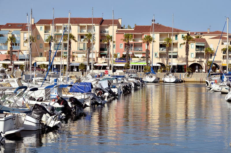 Port of ArgelÃ¨s-sur-Mer in France Stock Image - Image of port, palm ...