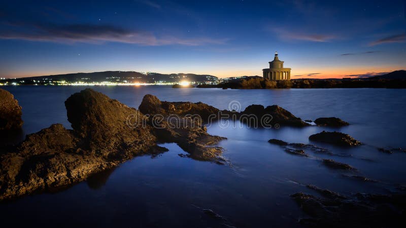 Port of Argostoli in Greece on the Kefalonya island during blue hour