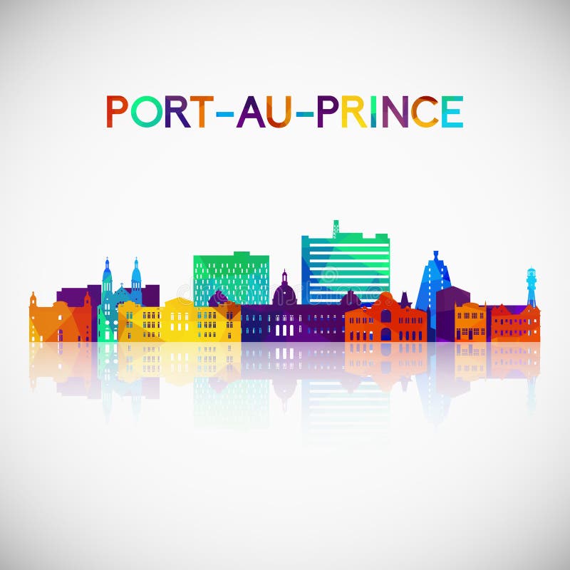 Port-au-Prince skyline silhouette in colorful geometric style.