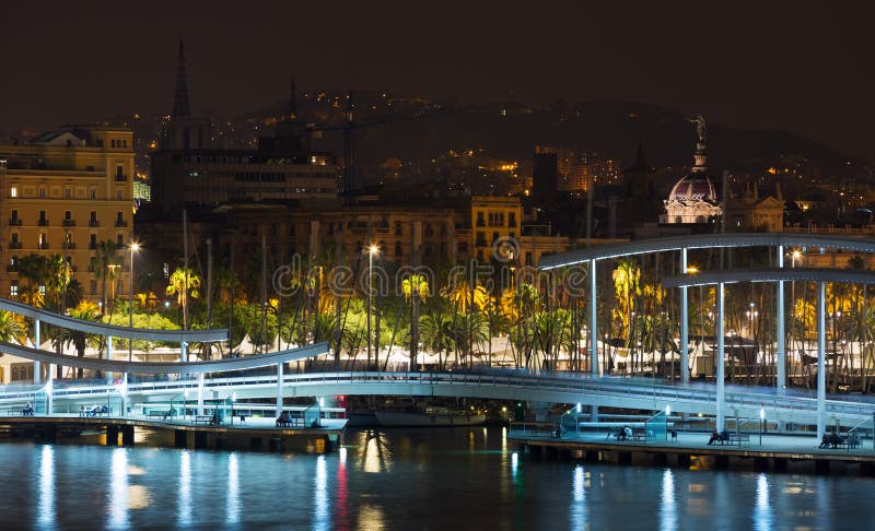 Bridge at Port Vell during Morning. Barcelona Stock Photo - Image of ...