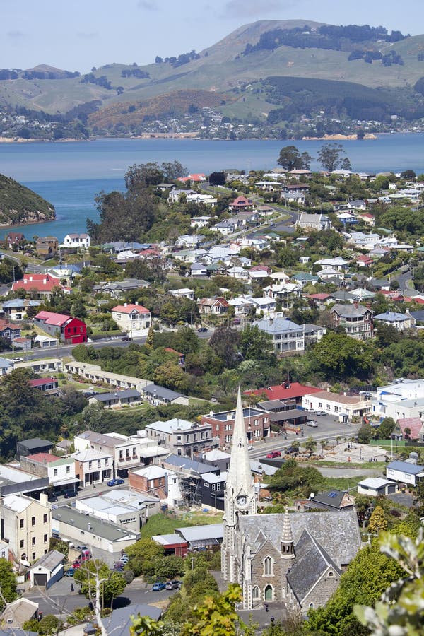 Port Chalmers Town Aerial View Stock Image Image of house