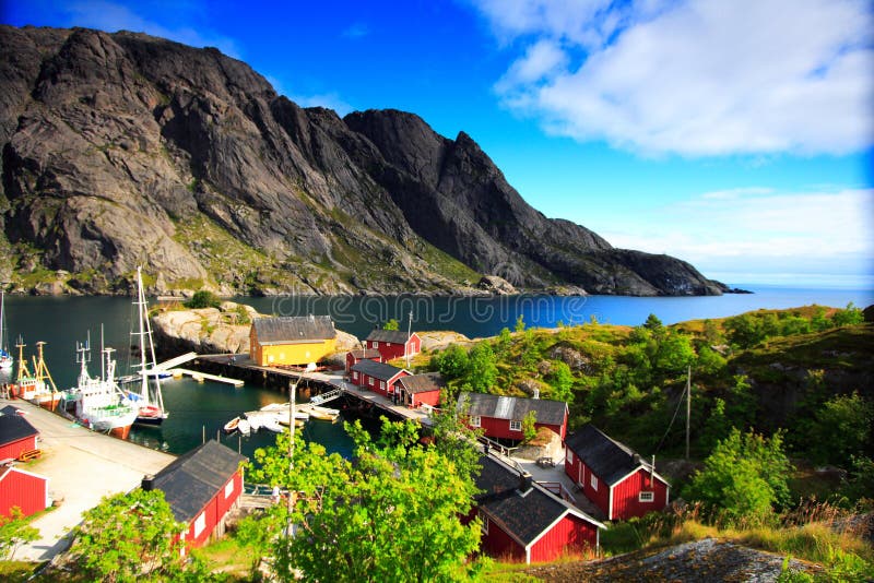 Port, cliffs and sea