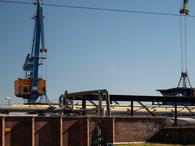Port Crane at a Thermal Power Plant. Stock Photo Image of factory