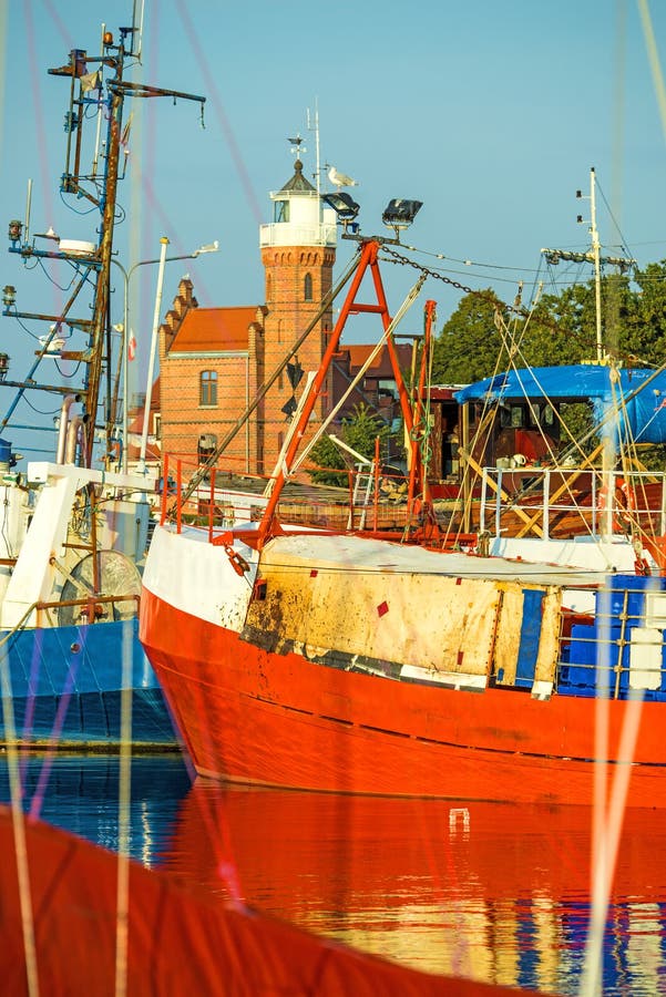 Port de pêche d'Ustka, Pologne photos stock Port de pêche d'Ustka, Pologne photos stock
