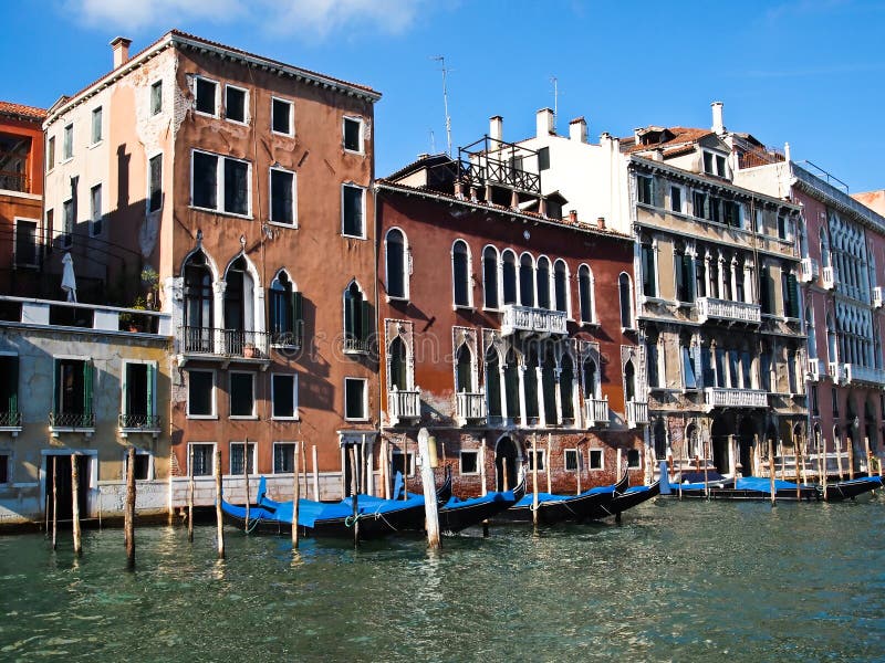 Port of Gondola boats , Venice Italy