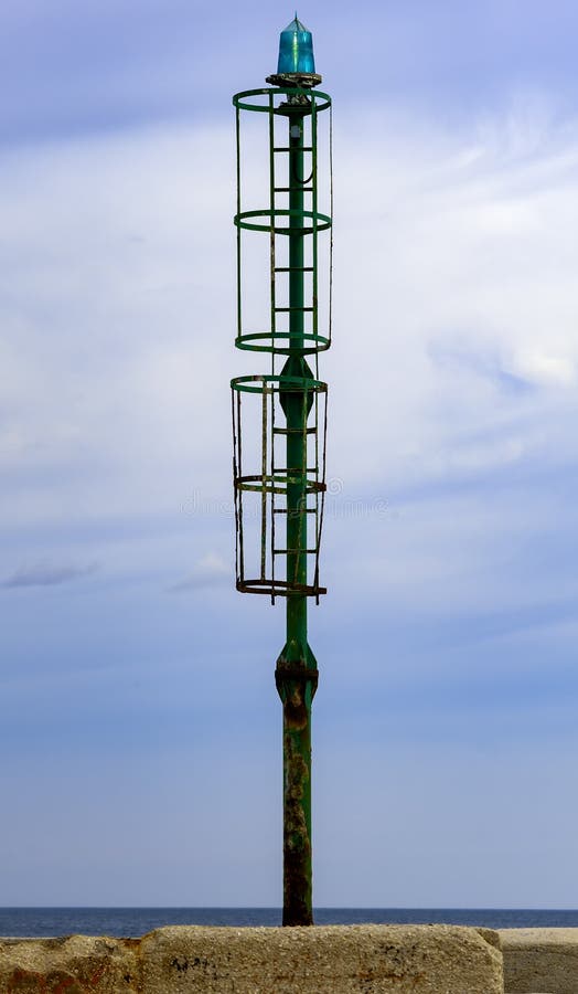 Light Beacon at the Entrance of Harbour Stock Image Image of marine