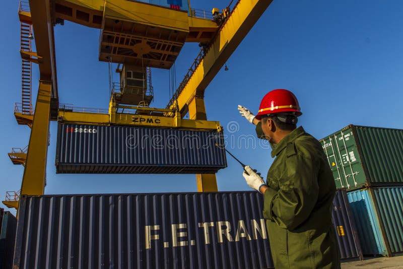 Port Railway Handling Containerized Cargo Site Editorial Photo Image