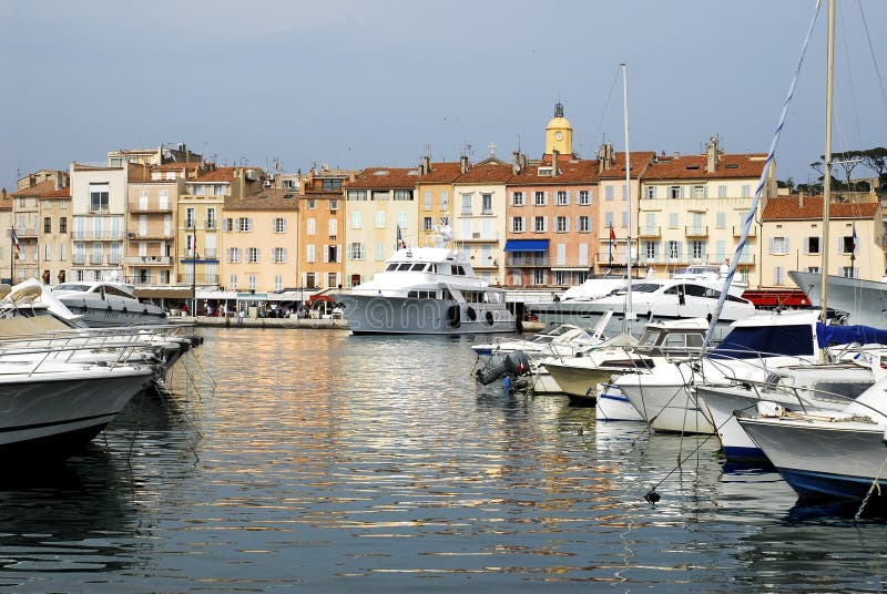 Port in Saint-Tropez stock image. Image of flags, holidays - 12561461