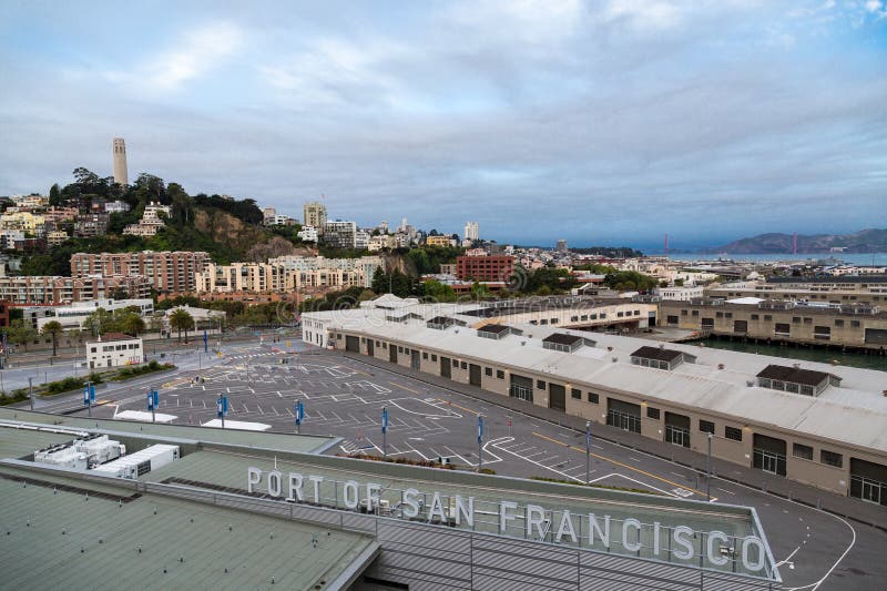 Port of San Francisco and Telegraph Hill Editorial Image Image of