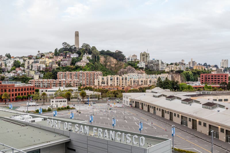 Port of San Francisco and Telegraph Hill Stock Image Image of