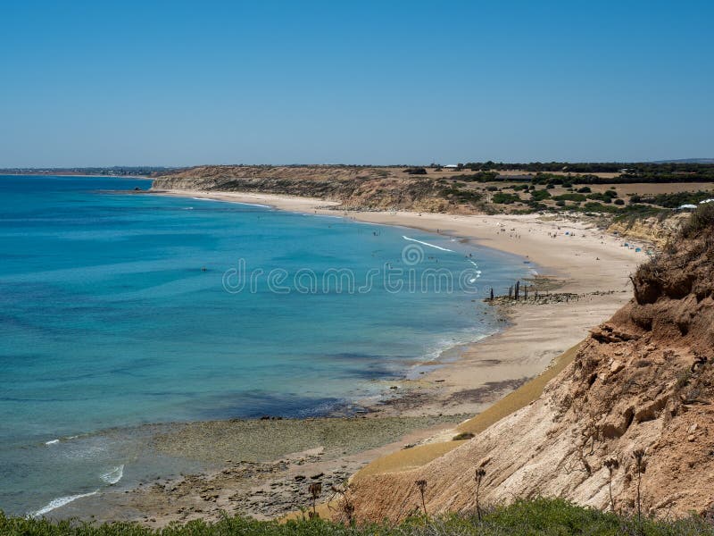 Port Willunga Beach with Jetty Ruins on a Bright Sunny Day in South ...