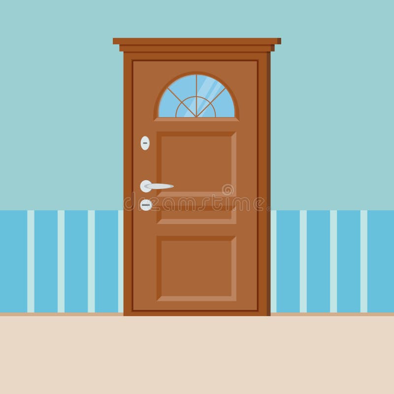 A porta chiusa di legno con la struttura isolata sulla parete illustrazione vettoriale A porta chiusa di legno con la struttura isolata sulla parete illustrazione vettoriale