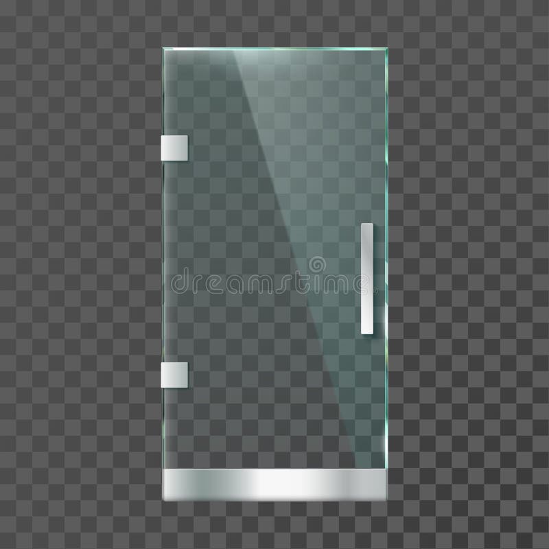 Porta de vidro realística As portas claras modernas com armação de aço para a loja ou o escritório da loja isolaram a ilustração ilustração do vetor Porta de vidro realística As portas claras modernas com armação de aço para a loja ou o escritório da loja isolaram a ilustração ilustração do vetor