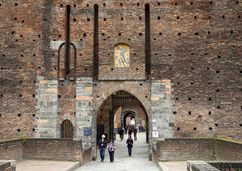 Porta Del Barcho Entrance Sforza Castle in Milan, Italy Editorial Stock ...