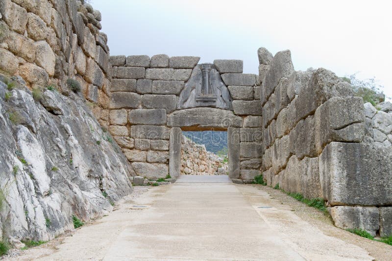 The famous Lion Gate in the ancient site of Mycenae, Greece. The famous Lion Gate in the ancient site of Mycenae, Greece