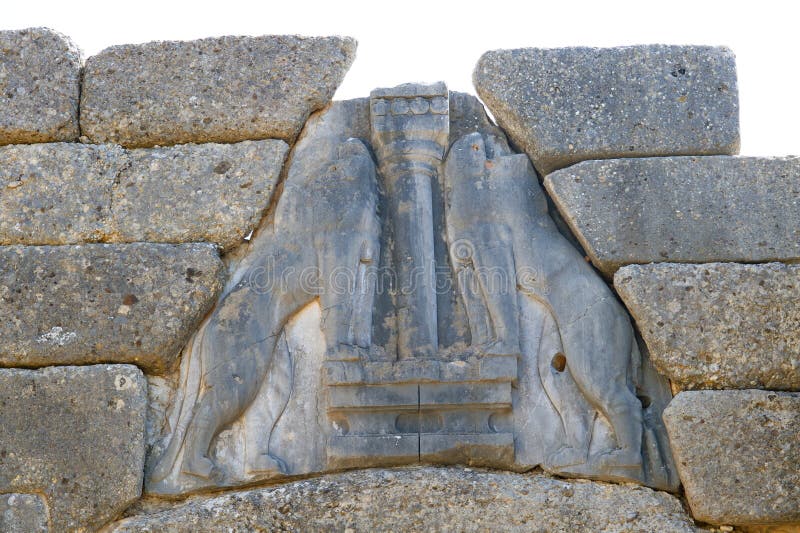 Closeup image of the Lion gate in ancient Mycenae, Greece. Closeup image of the Lion gate in ancient Mycenae, Greece