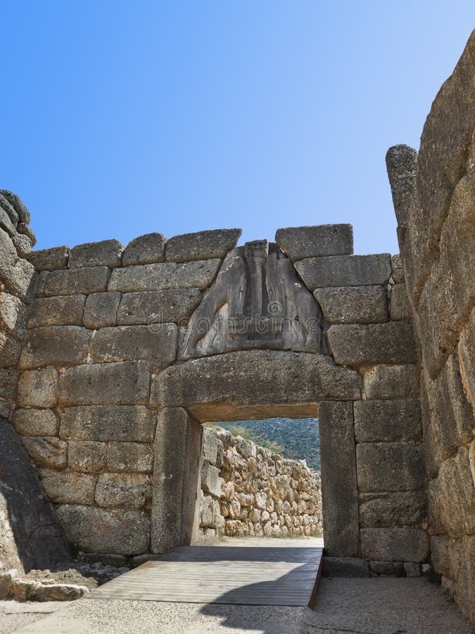 Lion Gate at Mycenae, Greece - archaeology background. Lion Gate at Mycenae, Greece - archaeology background