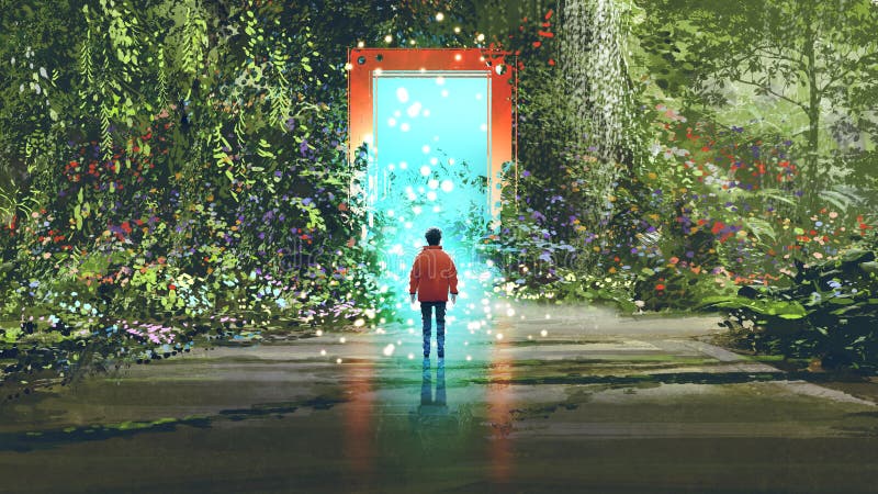 Porta mágica em um outro lugar ilustração royalty free Porta mágica em um outro lugar ilustração royalty free