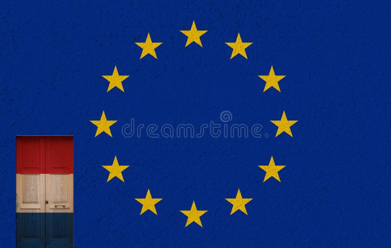 Porta olandese, Unione Europea e 2017 elezioni politiche illustrazione vettoriale Porta olandese, Unione Europea e 2017 elezioni politiche illustrazione vettoriale