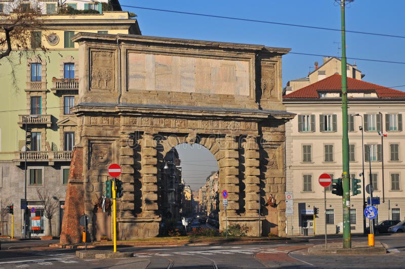 Porta Romana: Spanish ancient gate downtown Milan (16th century AD - Italy - Europe). Porta Romana: Spanish ancient gate downtown Milan (16th century AD - Italy - Europe)