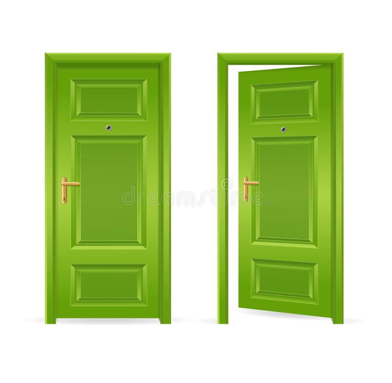 Porta verde aperta e chiusa Vettore royalty illustrazione gratis Porta verde aperta e chiusa Vettore royalty illustrazione gratis