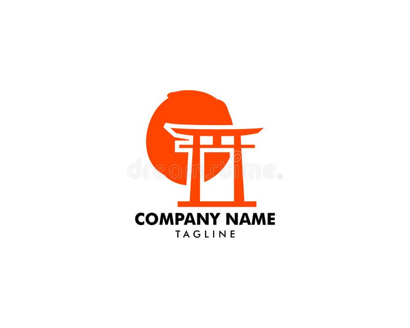 Porta vermelha japonesa de Torii com Sun Logo Vetora Design ilustração do vetor Porta vermelha japonesa de Torii com Sun Logo Vetora Design ilustração do vetor