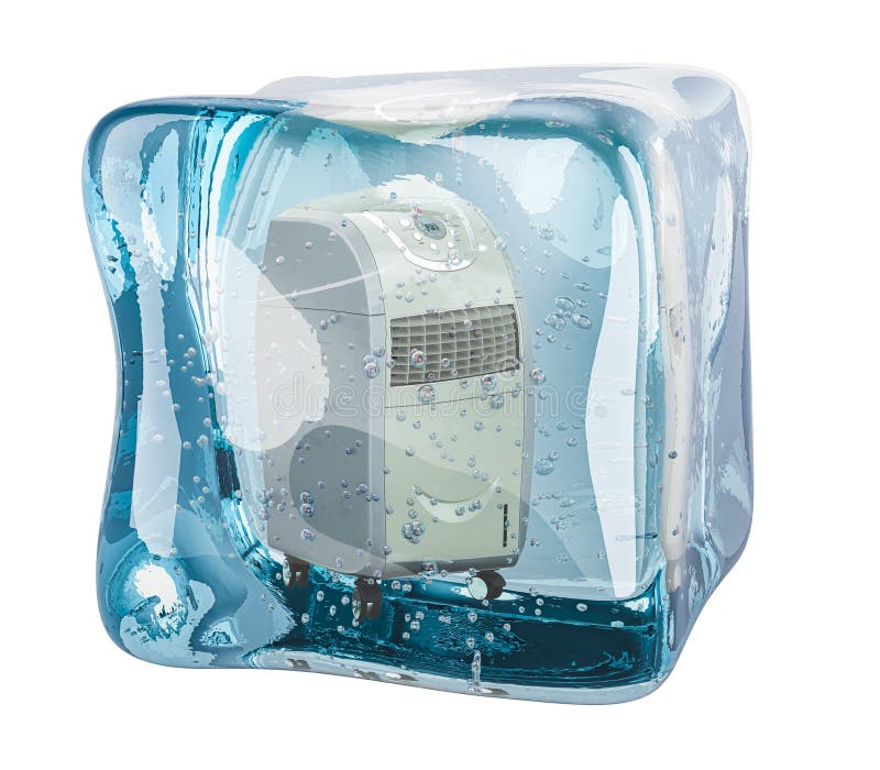 Portable Air Conditioner, Front View. 3D Rendering Stock Illustration