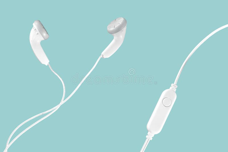 portable audio earphones isolated on blue background, white, earbuds, headphones, music, sound, equipment, player, technology, mp3, black, cable, accessory, stereo, headset, modern, wire, object, entertainment, mobility, plug, close-up, digital, mobile, personal, media, device, small, closeup, earplug, studio, hear