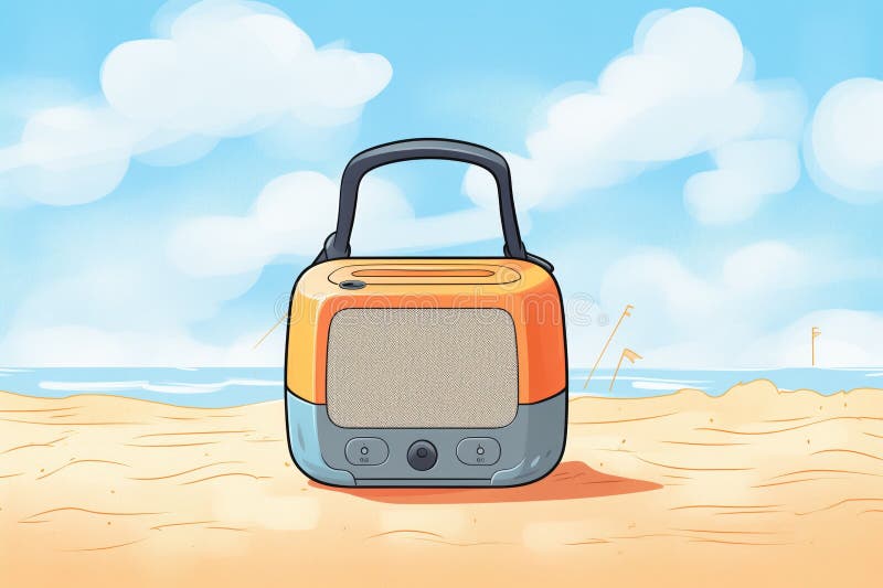 A Portable Bluetooth Speaker on a Sand Beach Stock Photo Image of